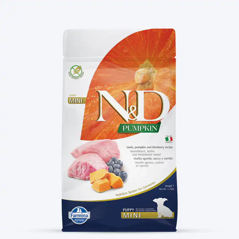 Farmina N&D Dry Dog Food Grain Free Pumpkin Lamb & Blueberry Puppy Mini Breed
