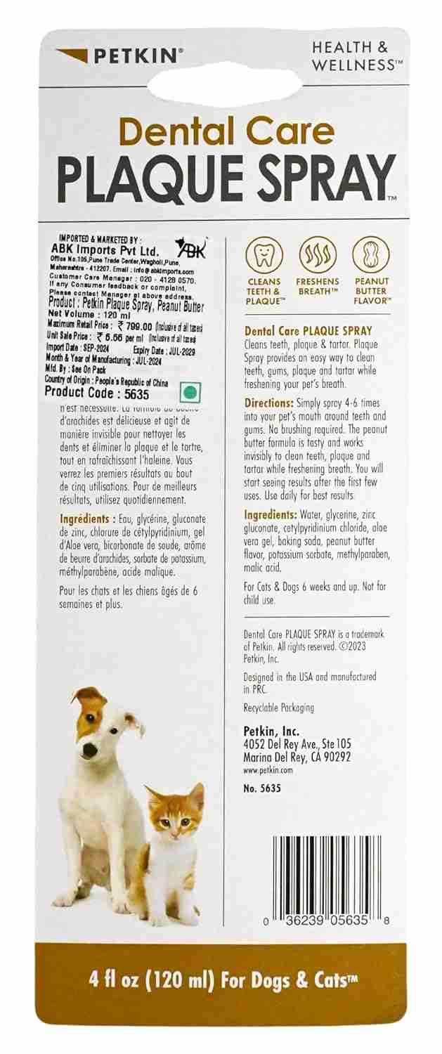 Petkin Peanut Butter Plaque Spray for Dogs and Cats