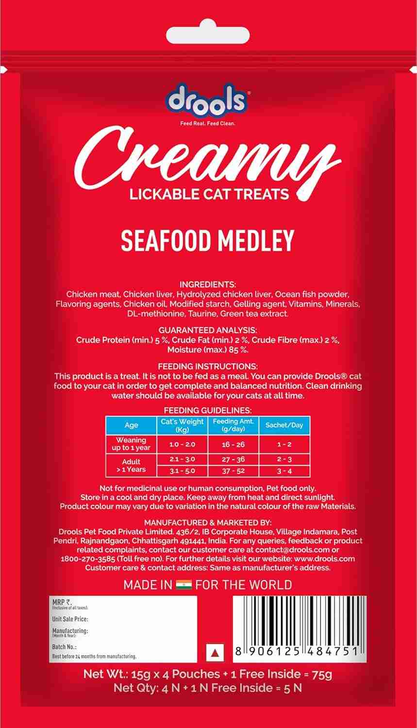 Drools Seafood Medley Creamy Cat Treats, 75g
