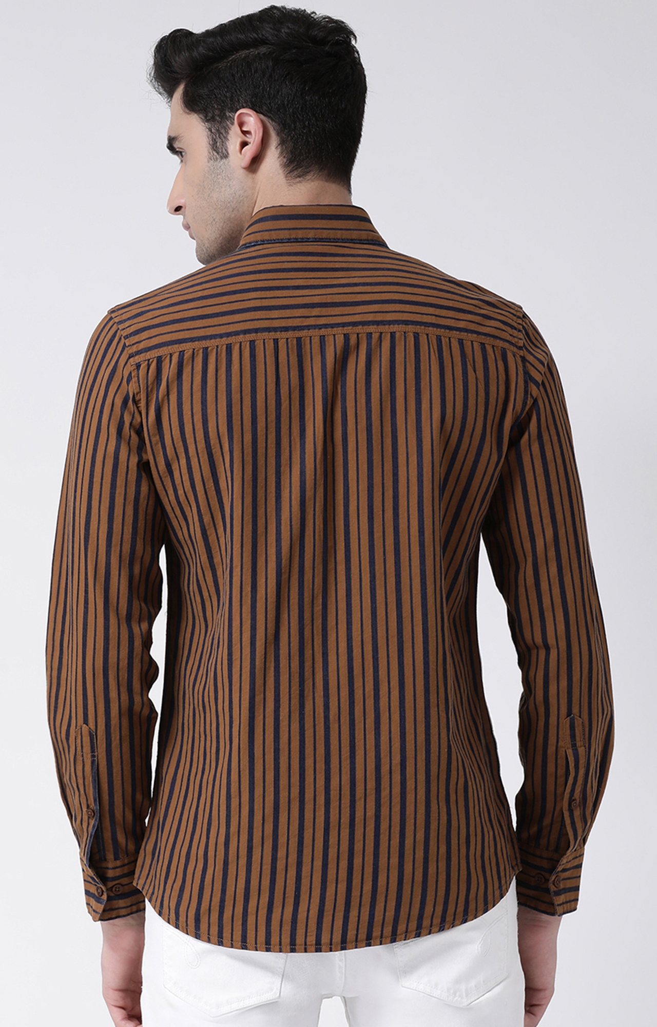 Crimsoune Club | Brown Striped Casual Shirt 4