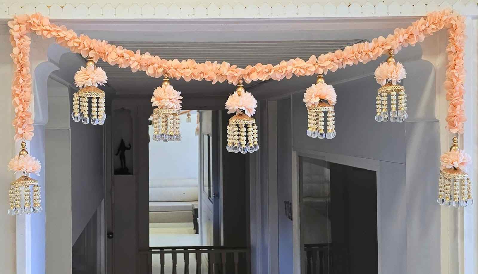 Floral bandarwal with Crystal drop jhoomer