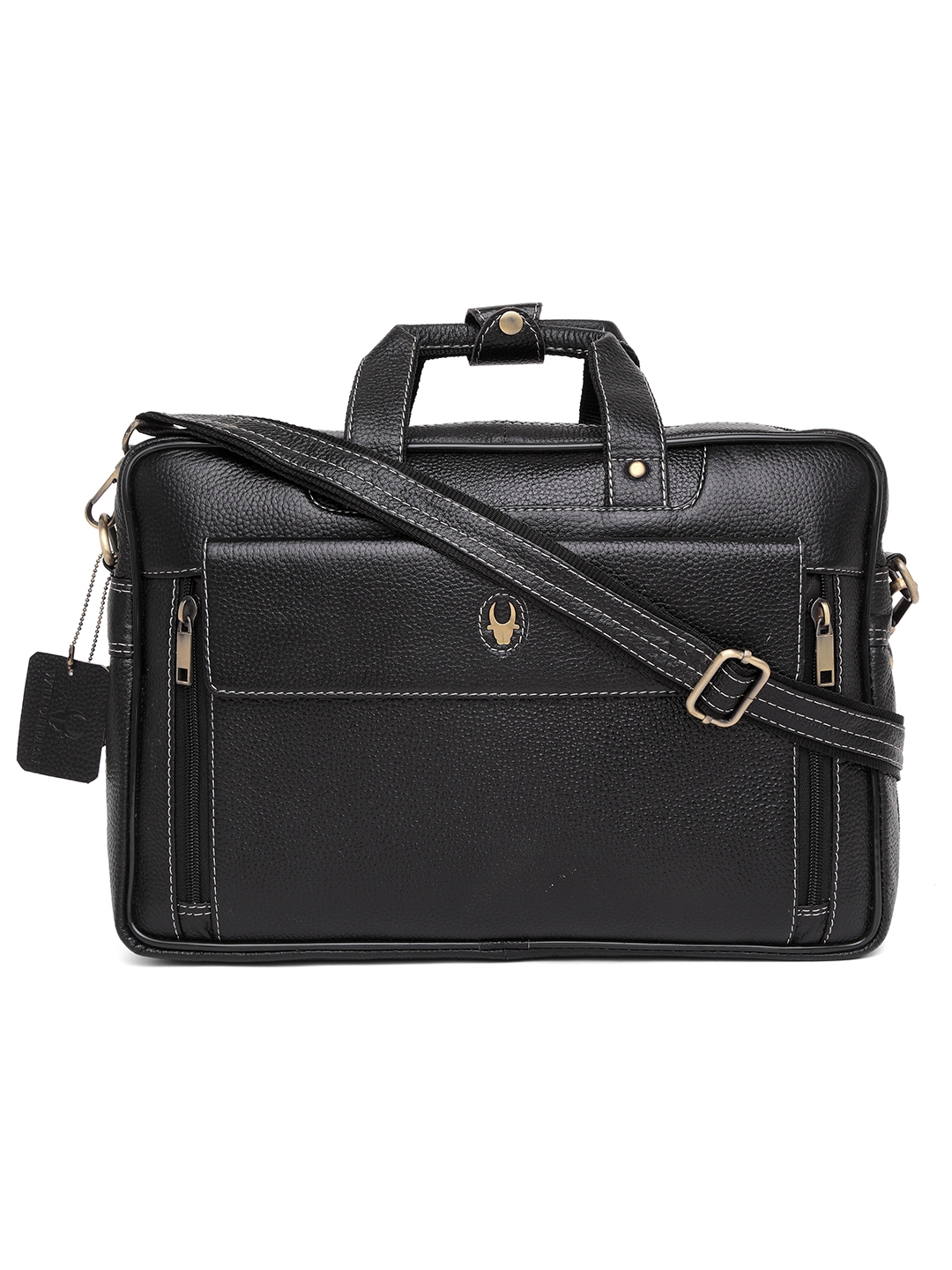 WildHorn | WildHorn 100% Genuine Leather Black Laptop Bag for Men 0