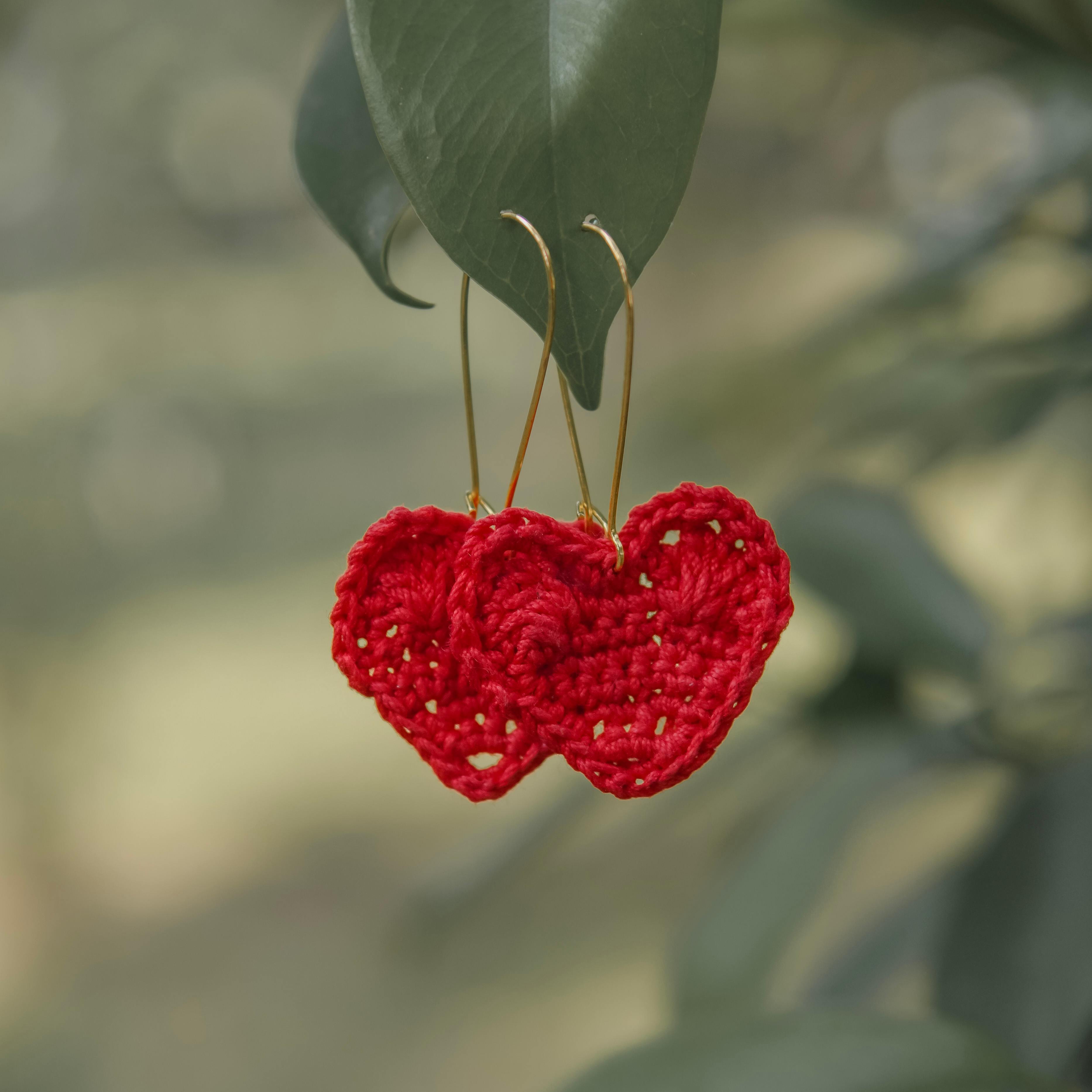  adorable handmade crochet heart earrings. Perfect for showing your love!