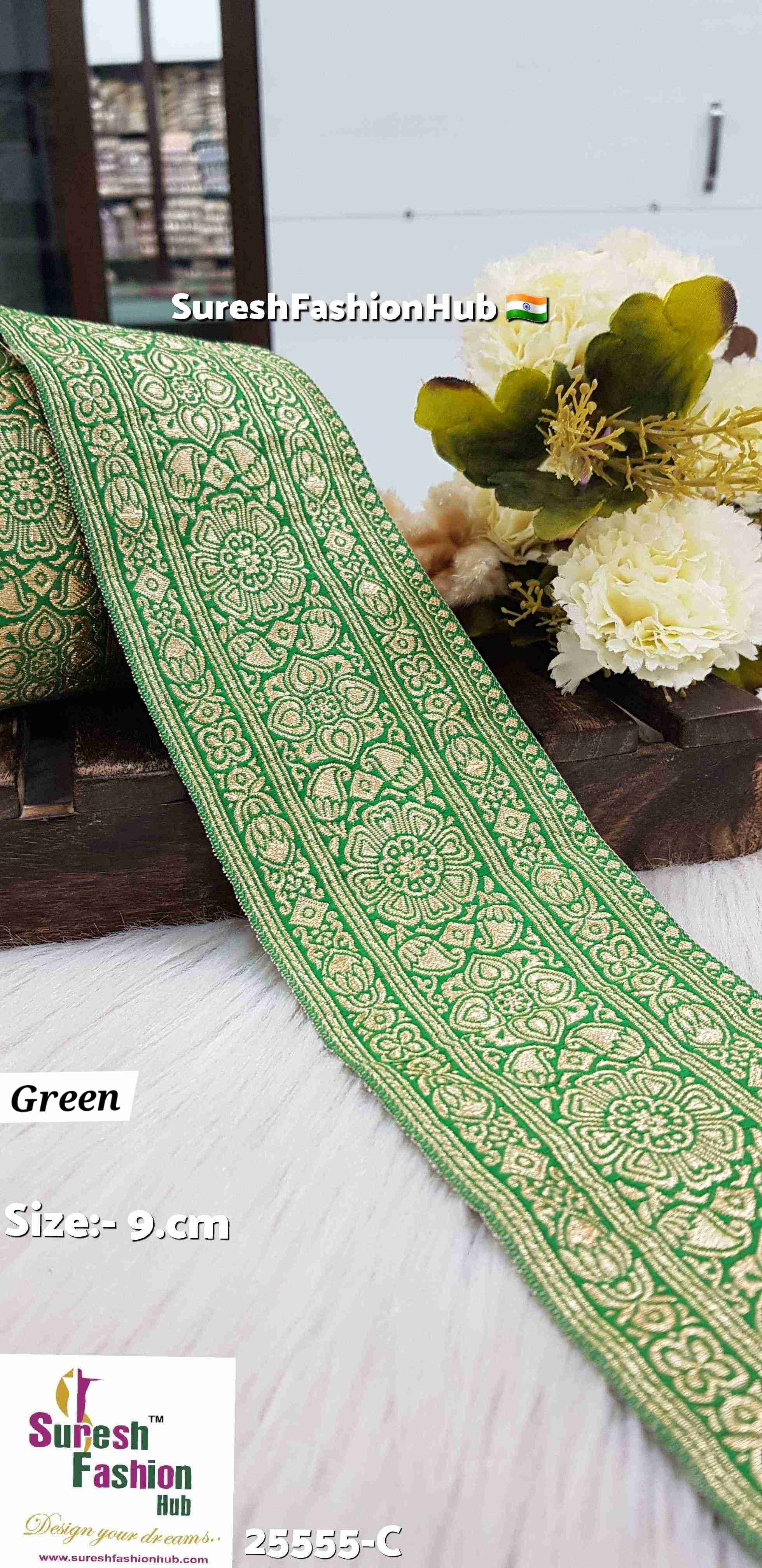 Green Golden Banarasi Lace