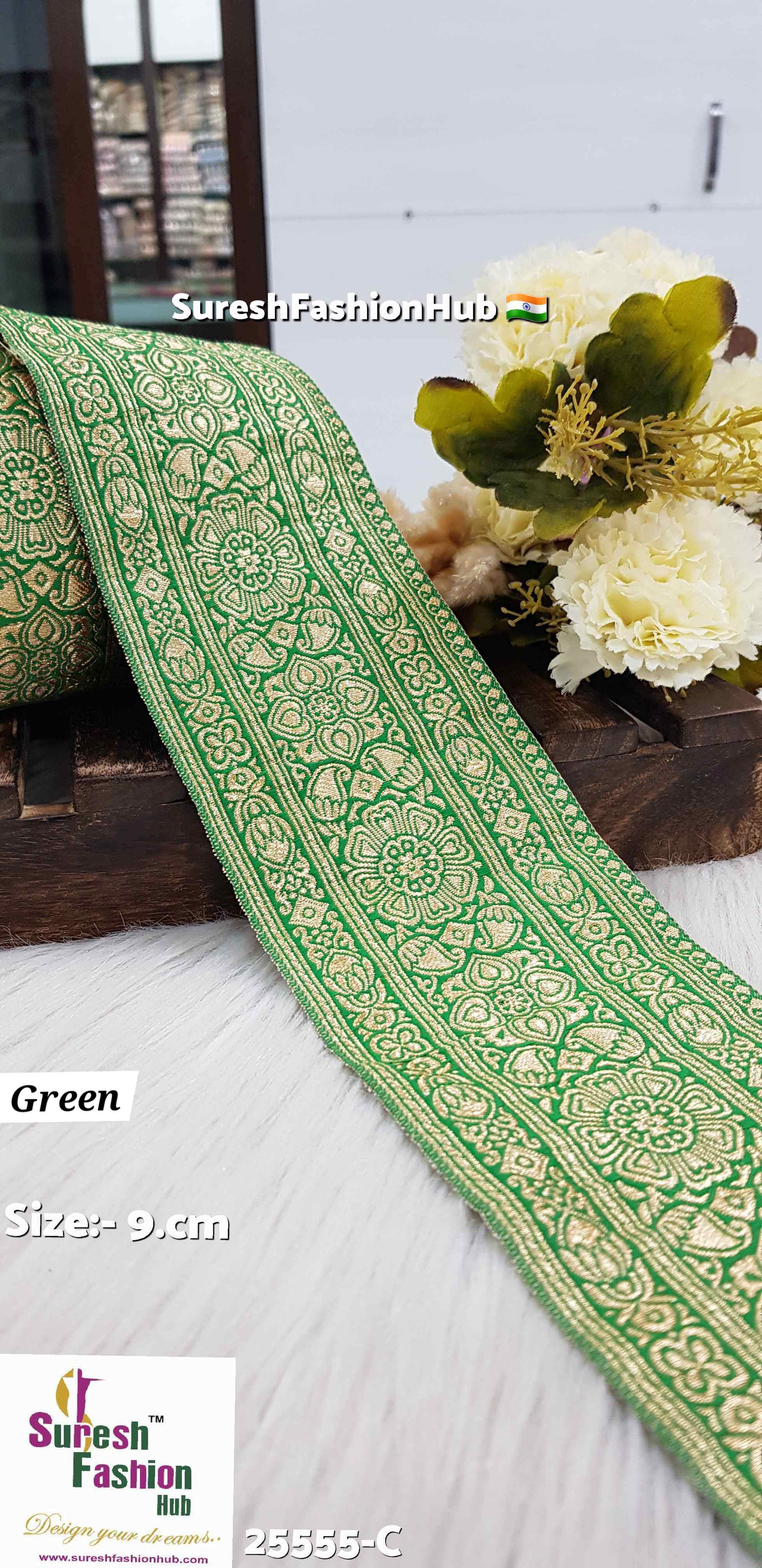  Green Golden Banarasi Lace