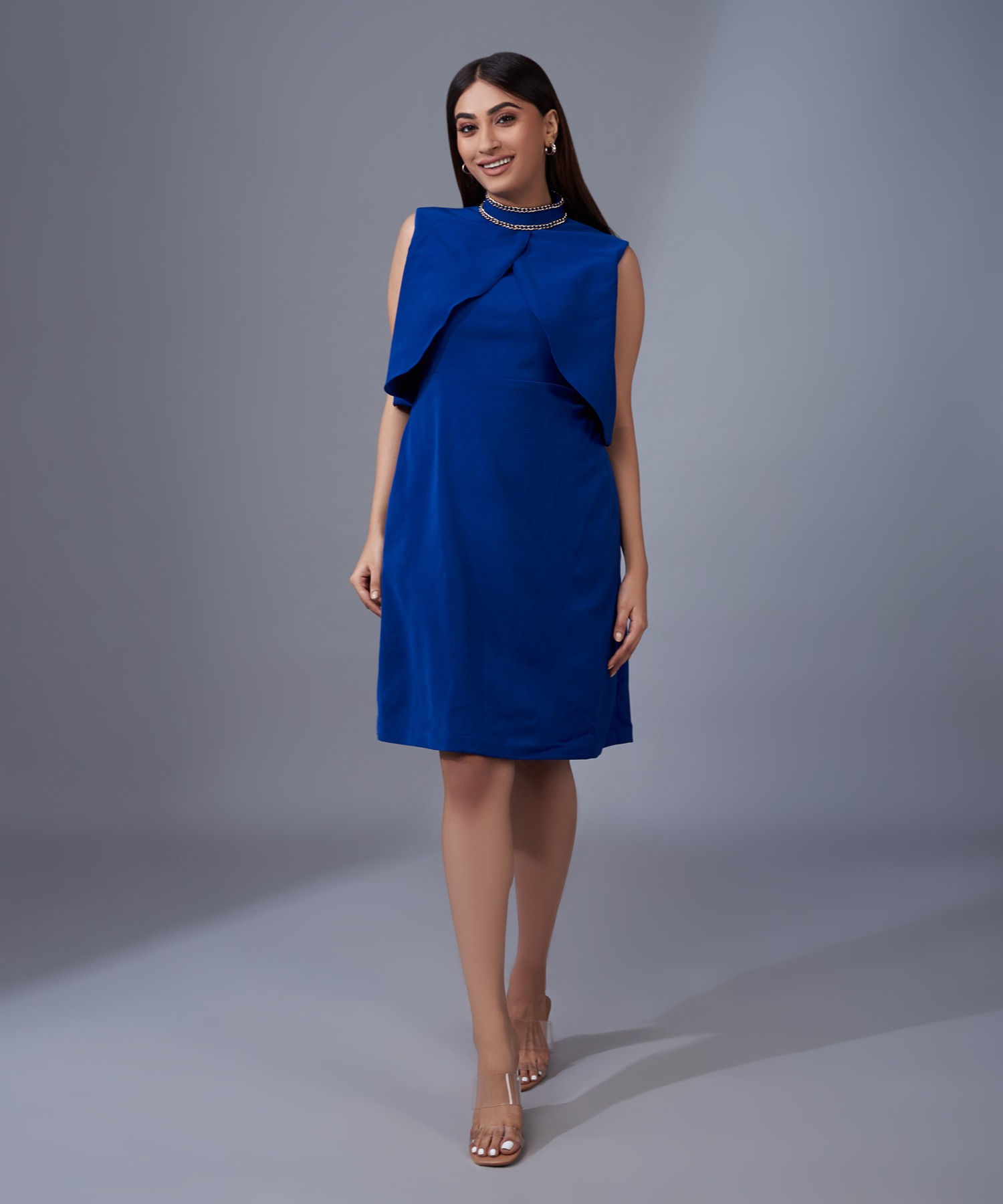 Chunky High Neck Dress (Blue)