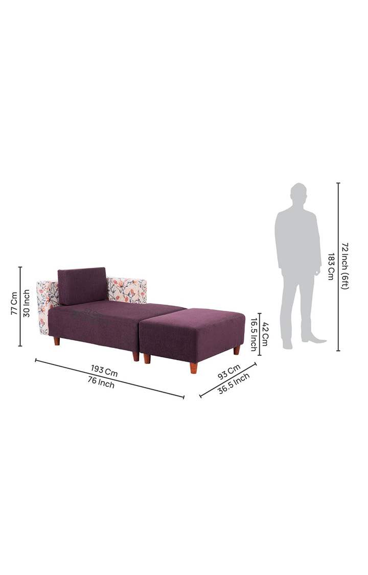 neudot Hailey Fabric Chaise Lounger LHS in Floral Paradise Purple Colour