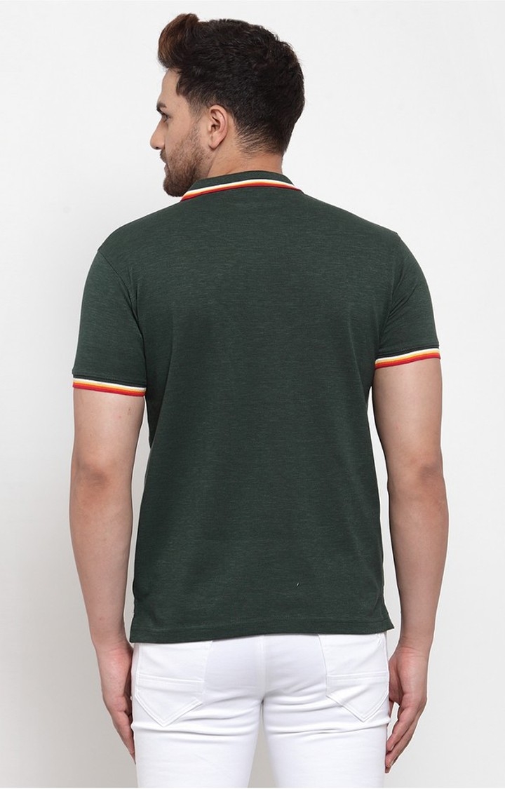VENITIAN | Green Solid Polo T-Shirt 3