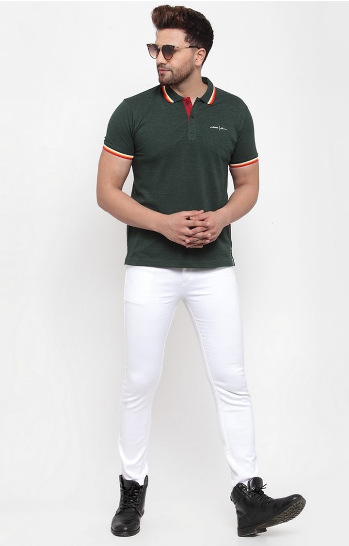 VENITIAN | Green Solid Polo T-Shirt 1