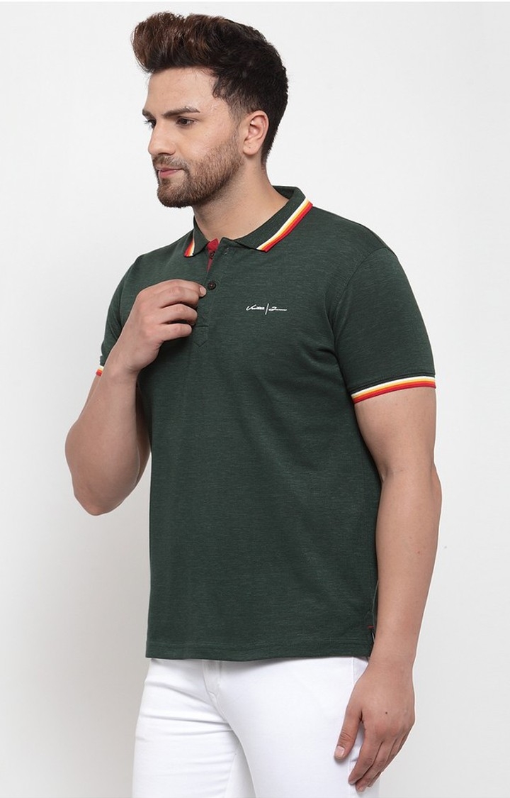 VENITIAN | Green Solid Polo T-Shirt 2