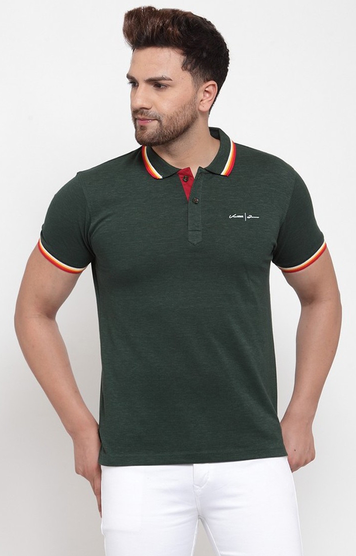 VENITIAN | Green Solid Polo T-Shirt 0