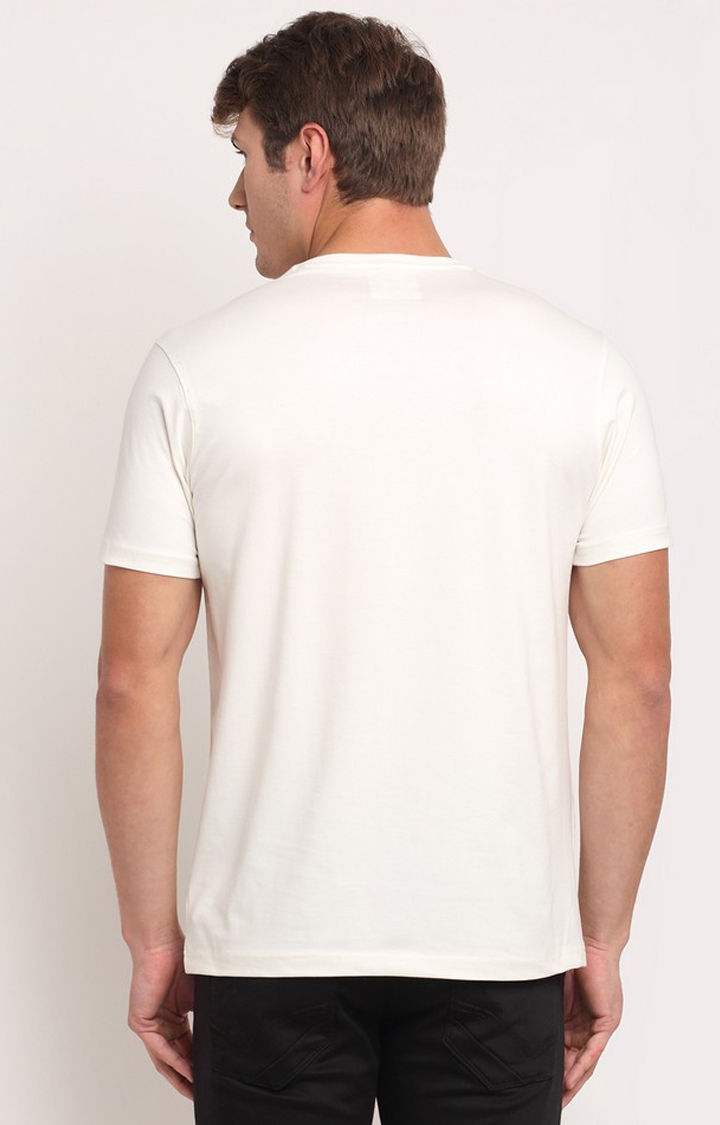 VENITIAN | Venitian Men Cotton Lycra Printed White Round Neck T-Shirt  2
