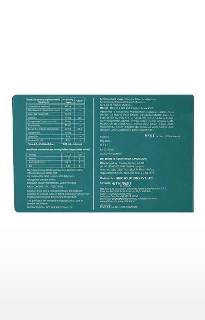 O Screen Gold Tablets (1 Strip Of 10 Tablets) Advanced Skin Lightning