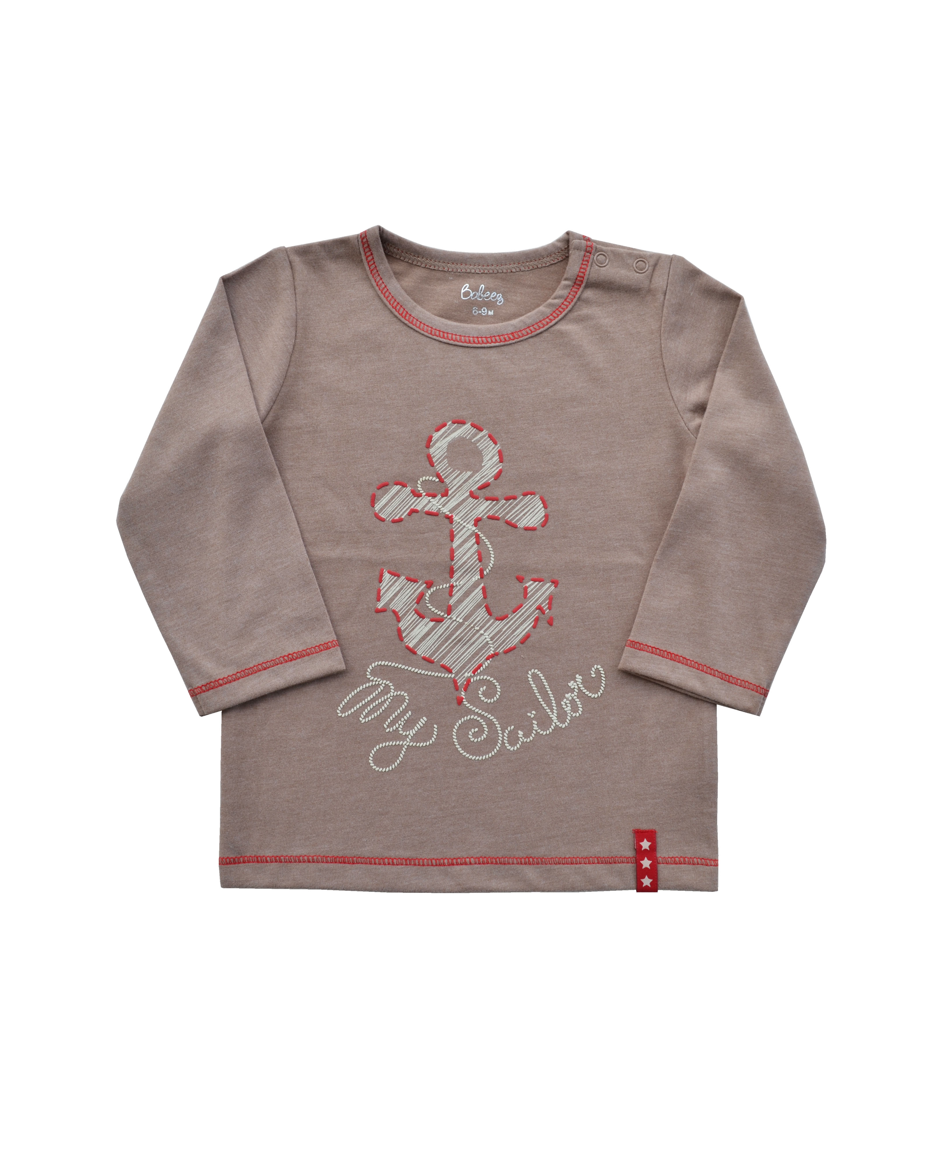 Babeez | My Sailor Print Brown T-Shirt (100% Cotton Jersey) undefined