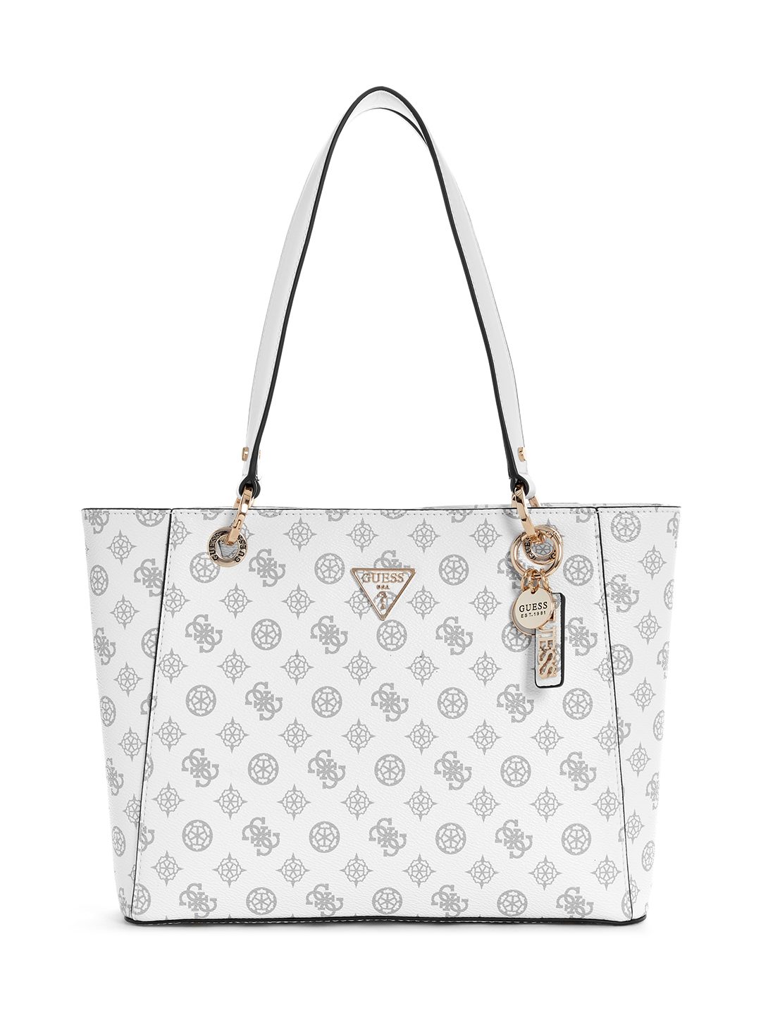 White Logo Printed Noelle Small Shoulder Bag
