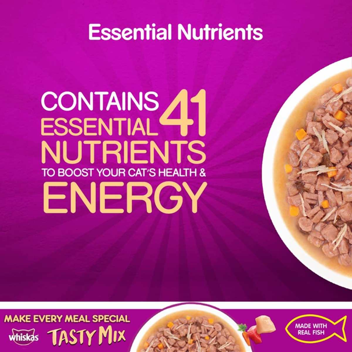 Whiskas Tasty Mix Chicken Tuna Carrot In Gravy Wet Cat Food, 70g