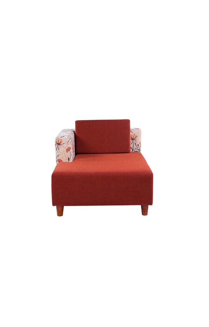 neudot Hailey Duet Fabric 1 Seater Right Aligned Lounger | L Shape | RHS | Comfortable Sofa Dual Color | Living Room | Bed Room | Rusty Cider Orange Colour