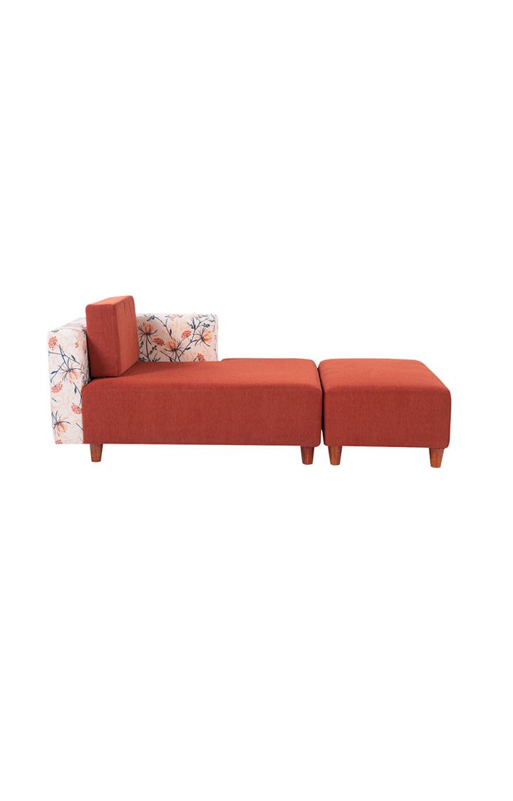 neudot Hailey Fabric Chaise Lounger LHS in Floral Cider Orange Colour