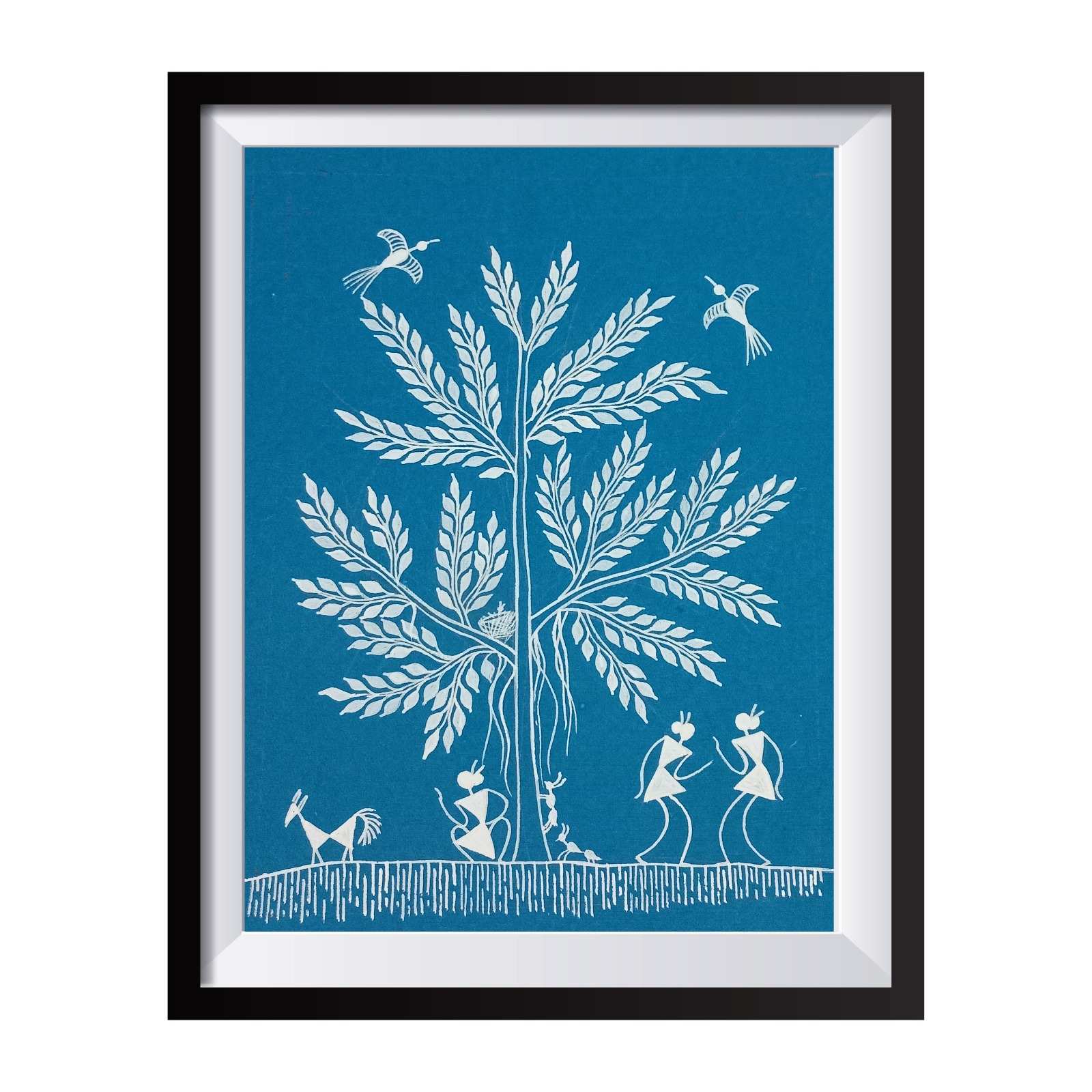 Warli Frame - Blue 13"