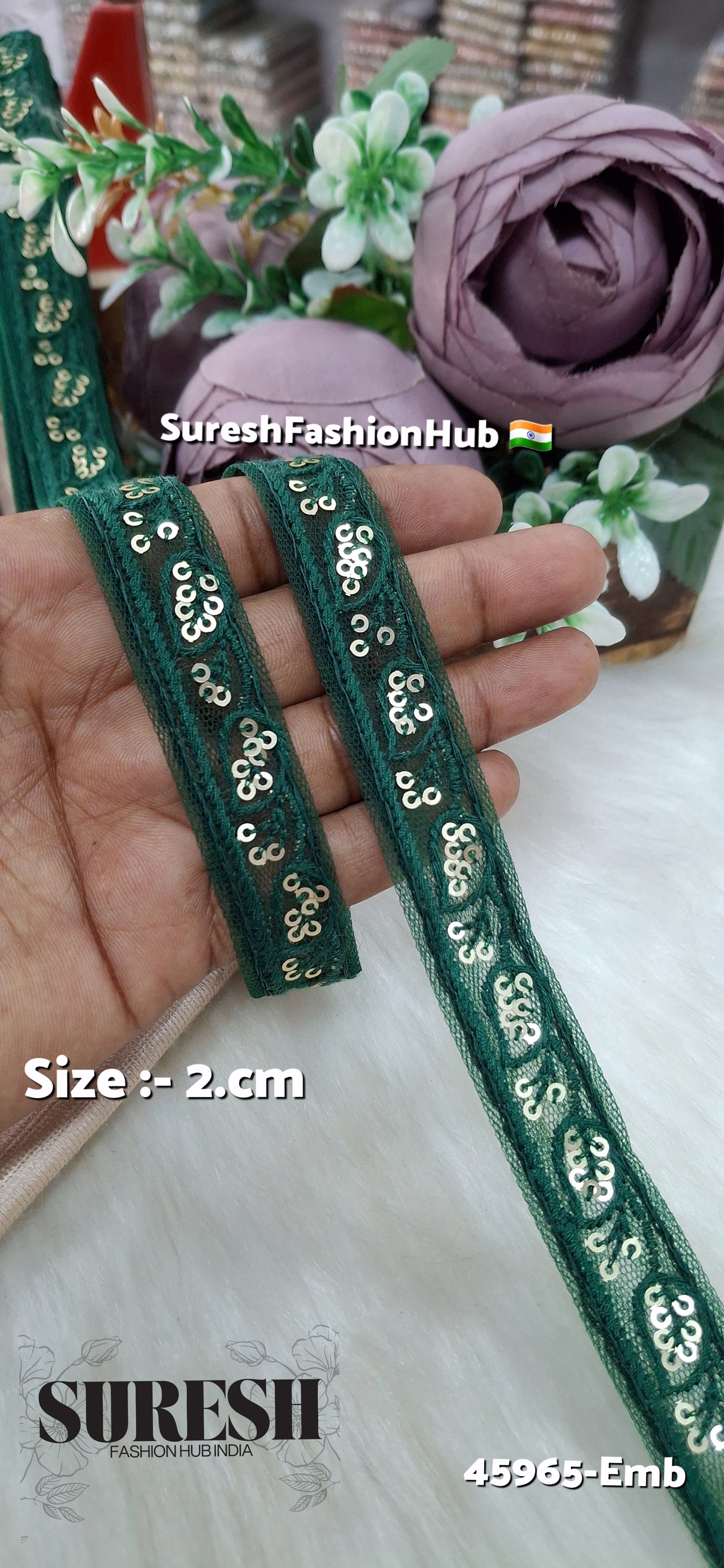 Bottle Green Tone-on-Tone Embroidery Lace