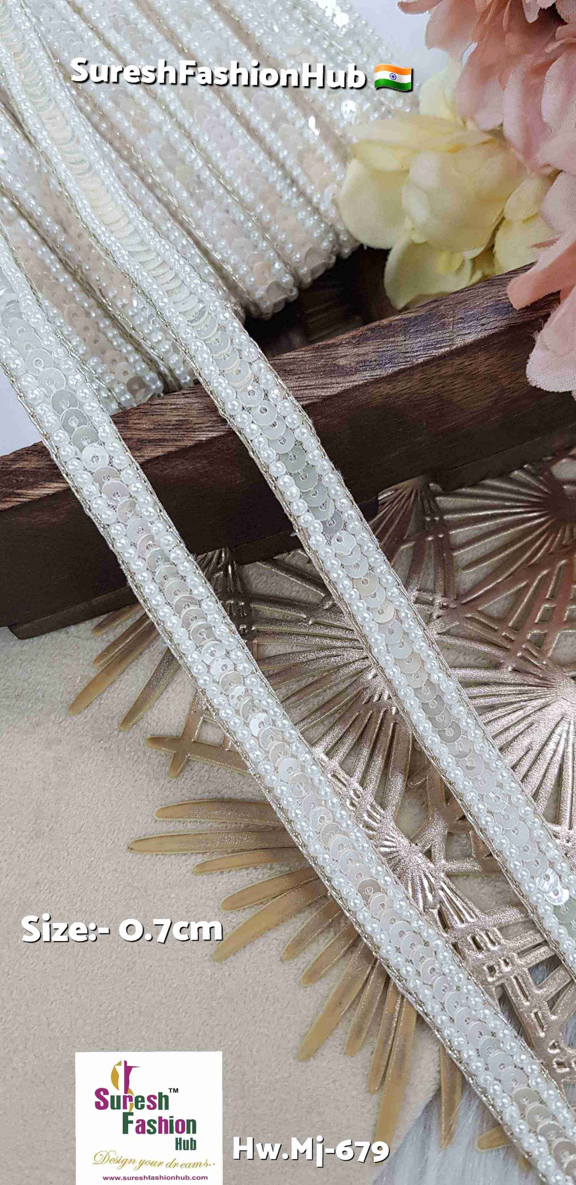 Handmade Pearl Border Sequence Lace