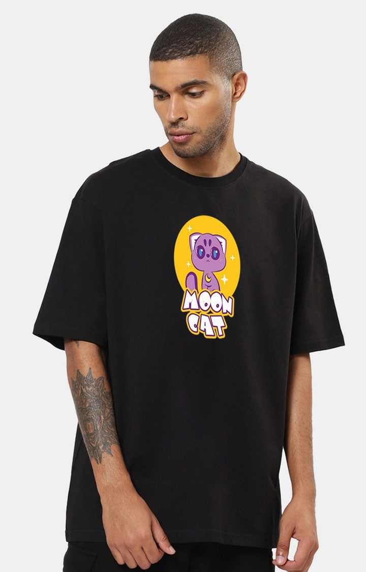 Mad Over Print | Moon cat Oversized Men's T-Shirt