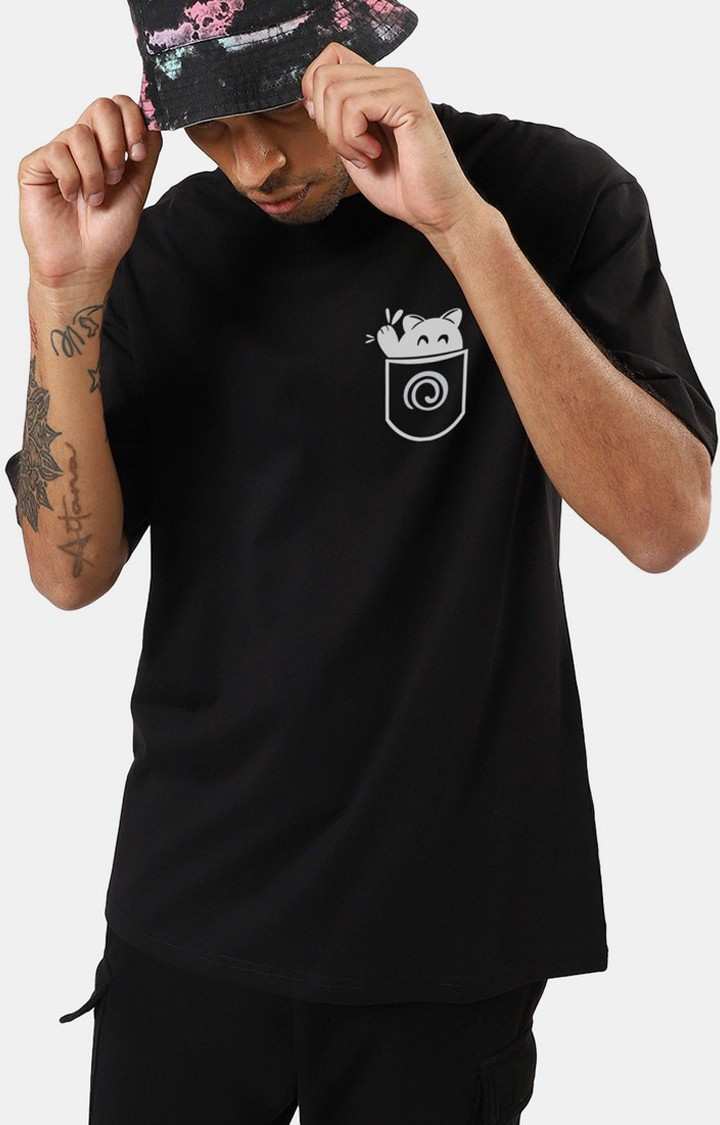 Pocket Cat Oversized Men's T-Shirt