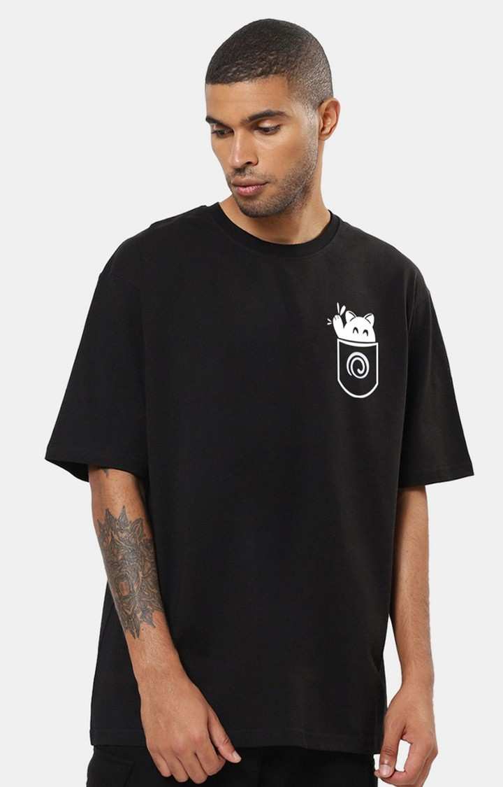 Mad Over Print | Pocket Cat Oversized Men's T-Shirt