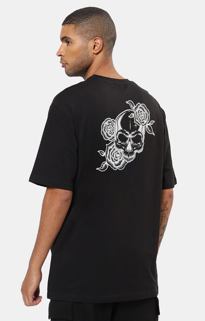 Mad Over Print | Skull And Rose Men's Oversized T-Shirt
