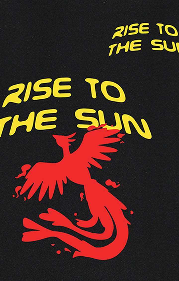 Men's Rise To The Sun Black Cotton Graphic Oversized T-Shirts