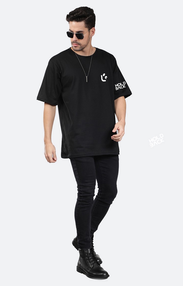 Men's Don't Hold Black Cotton Graphic Oversized T-Shirts