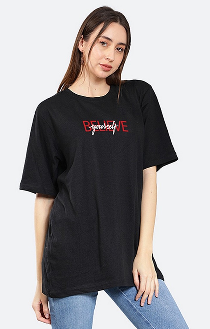 Mad Over Print | Believe Yourself Women's Oversized T-Shirt