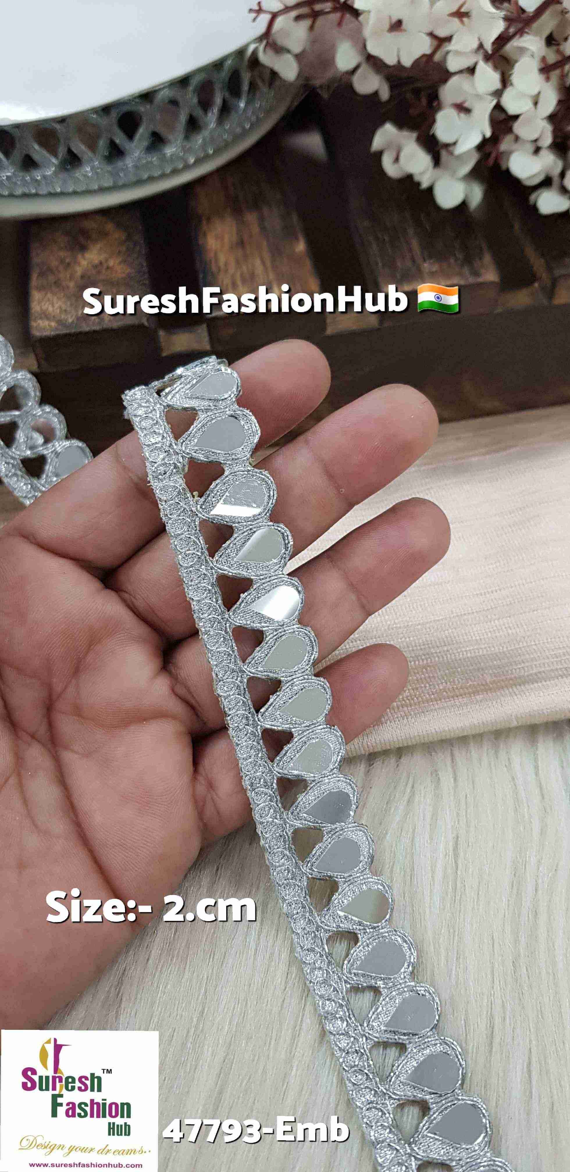 Silver Drop Mirror Cutwork Lace