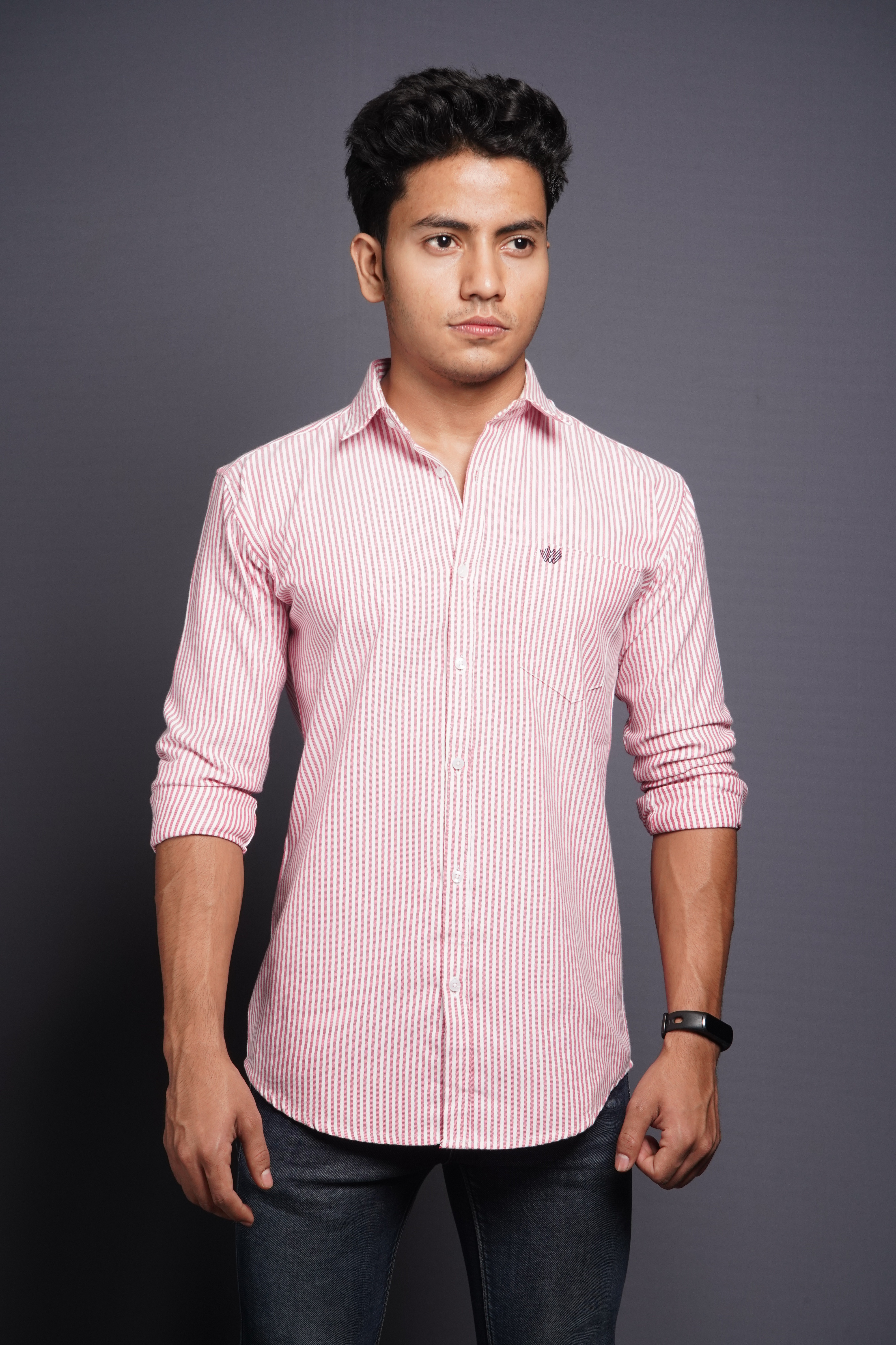 Only White Red Lining Formal Shirts Men's