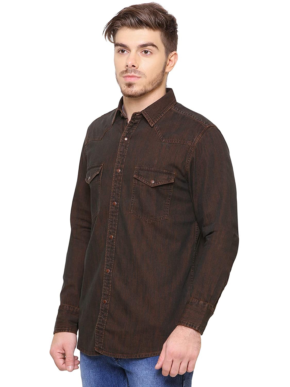 Shop Men's Slidella Brown Denim Tailored Shirts - Vitruvien-calidas.vn