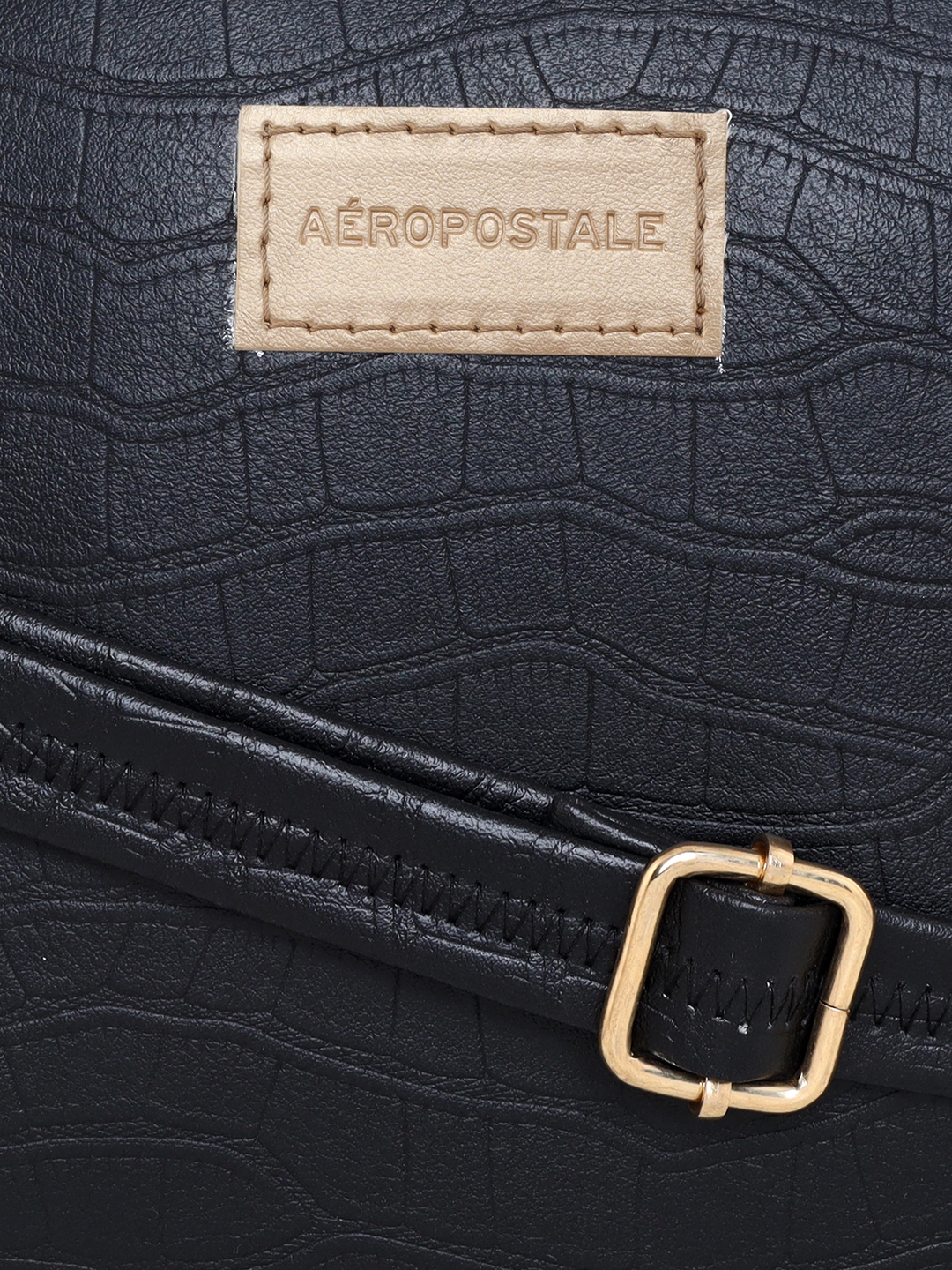 Aeropostale | Aeropostale Textured Kylie PU Sling Bag with non-detachable strap (Black) 5