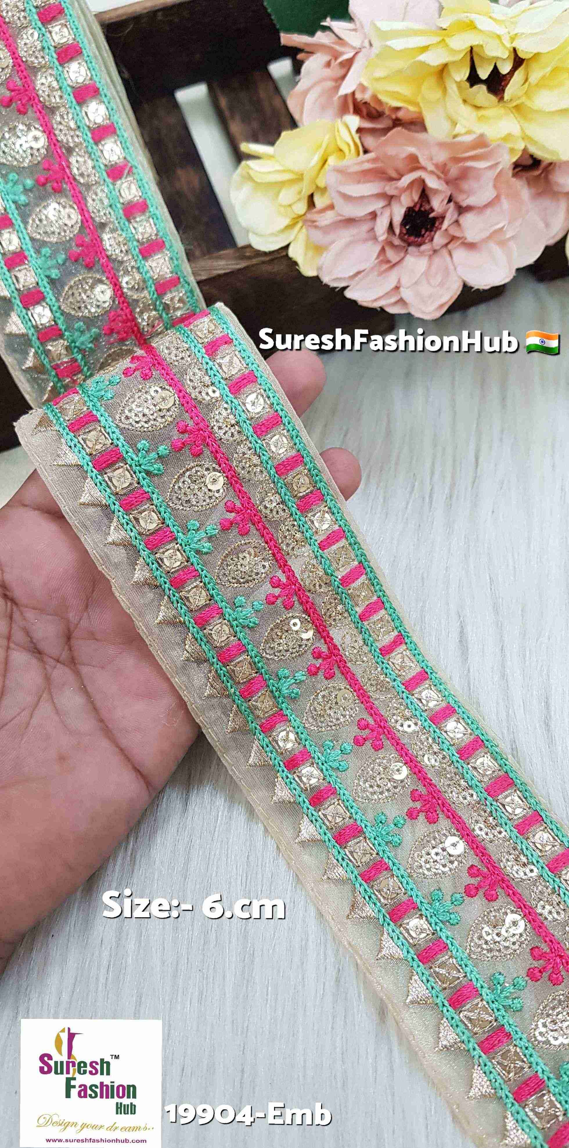 Sea Green-Gajri Multi-Layered Organza Lace