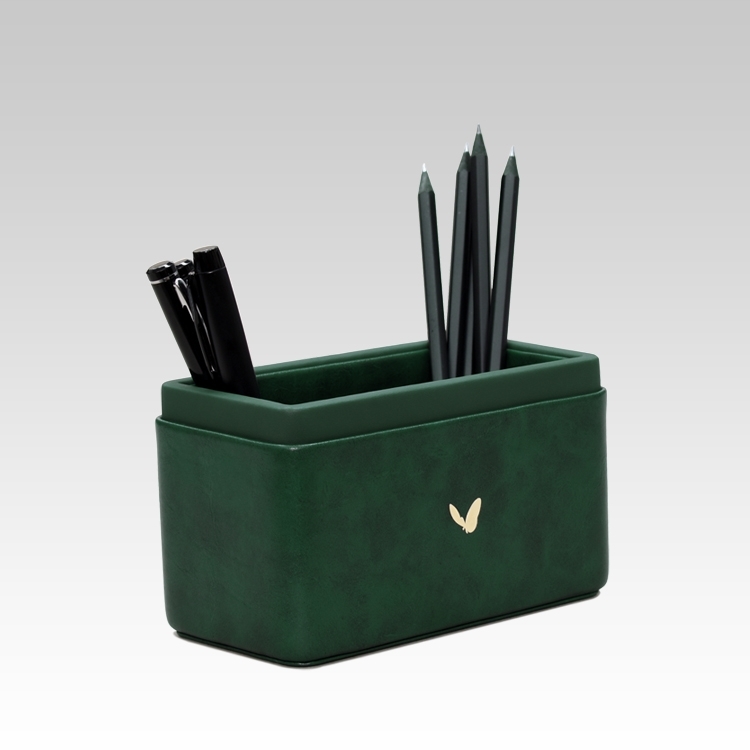 Pen/Pencil Holder | Faux Leather | Rectangular Medium | Moderno | Olive Green