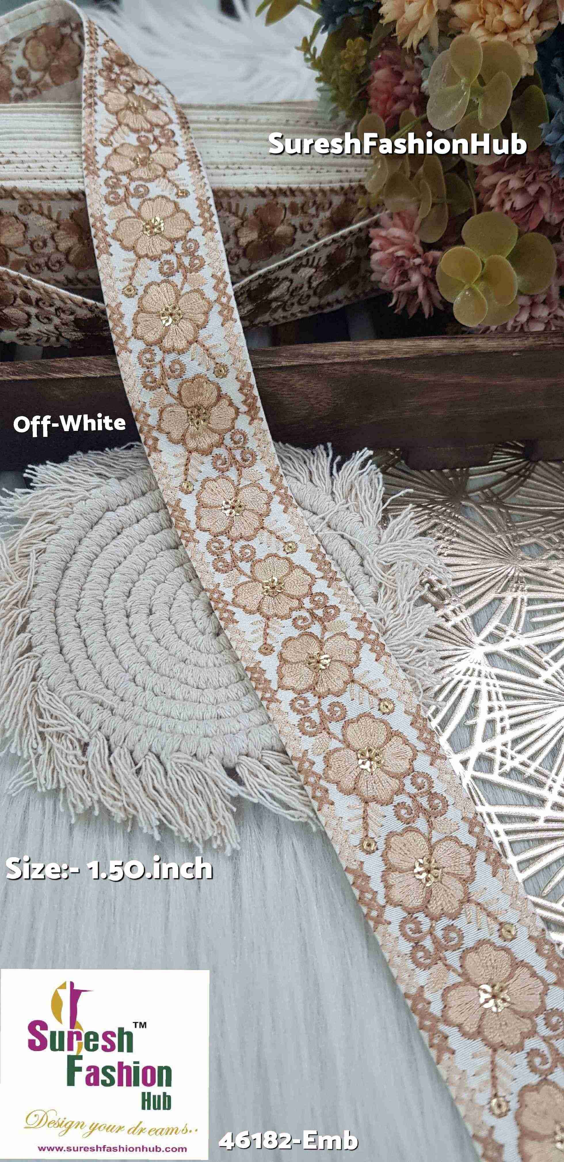  Jute-Colored Thread Off-White Embroidered Lace Fabric Jute-Colored Thread Off-White Embroidered Lace Fabric