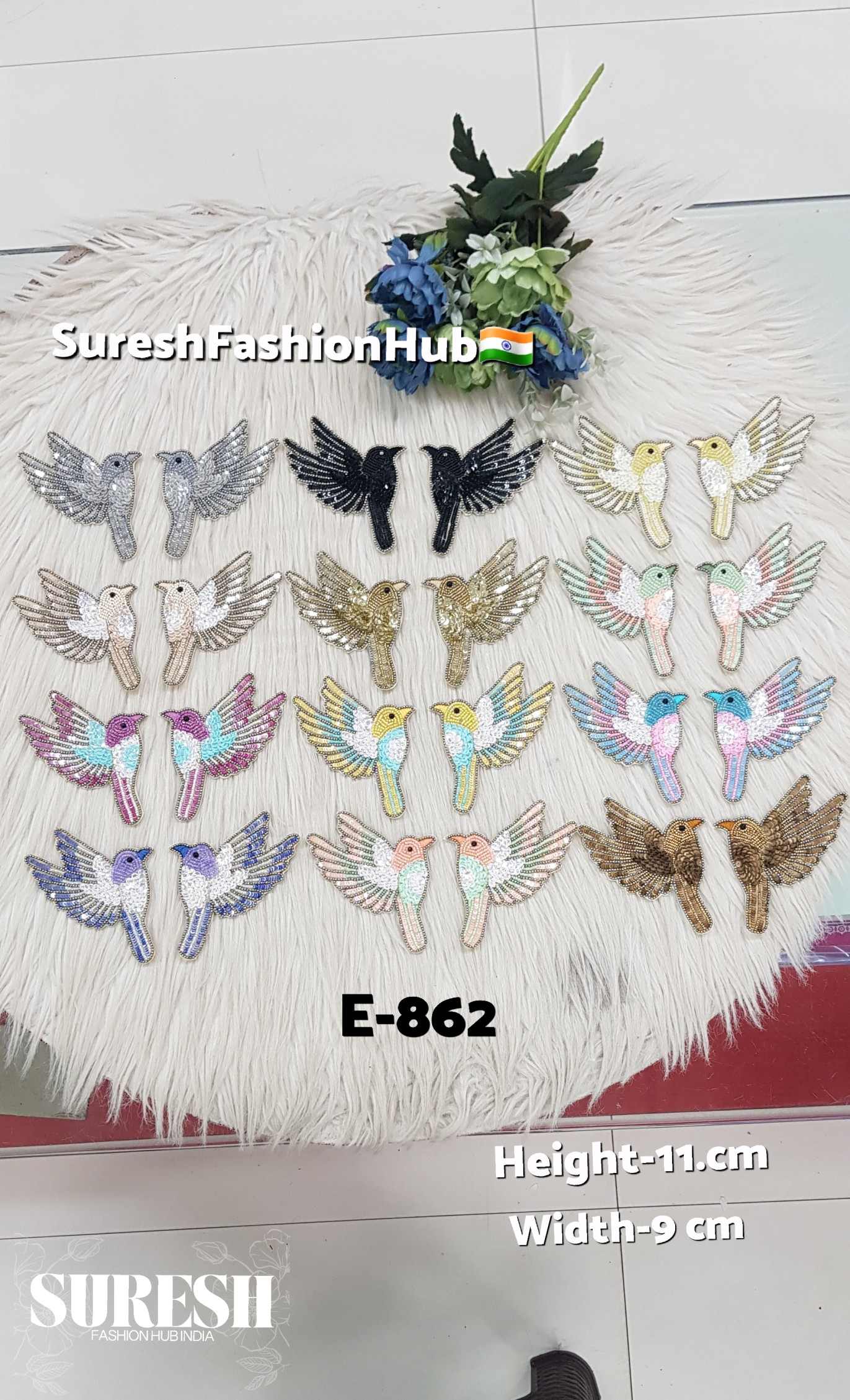 Left Side Facing Yellow + Sea Green Dove Patch