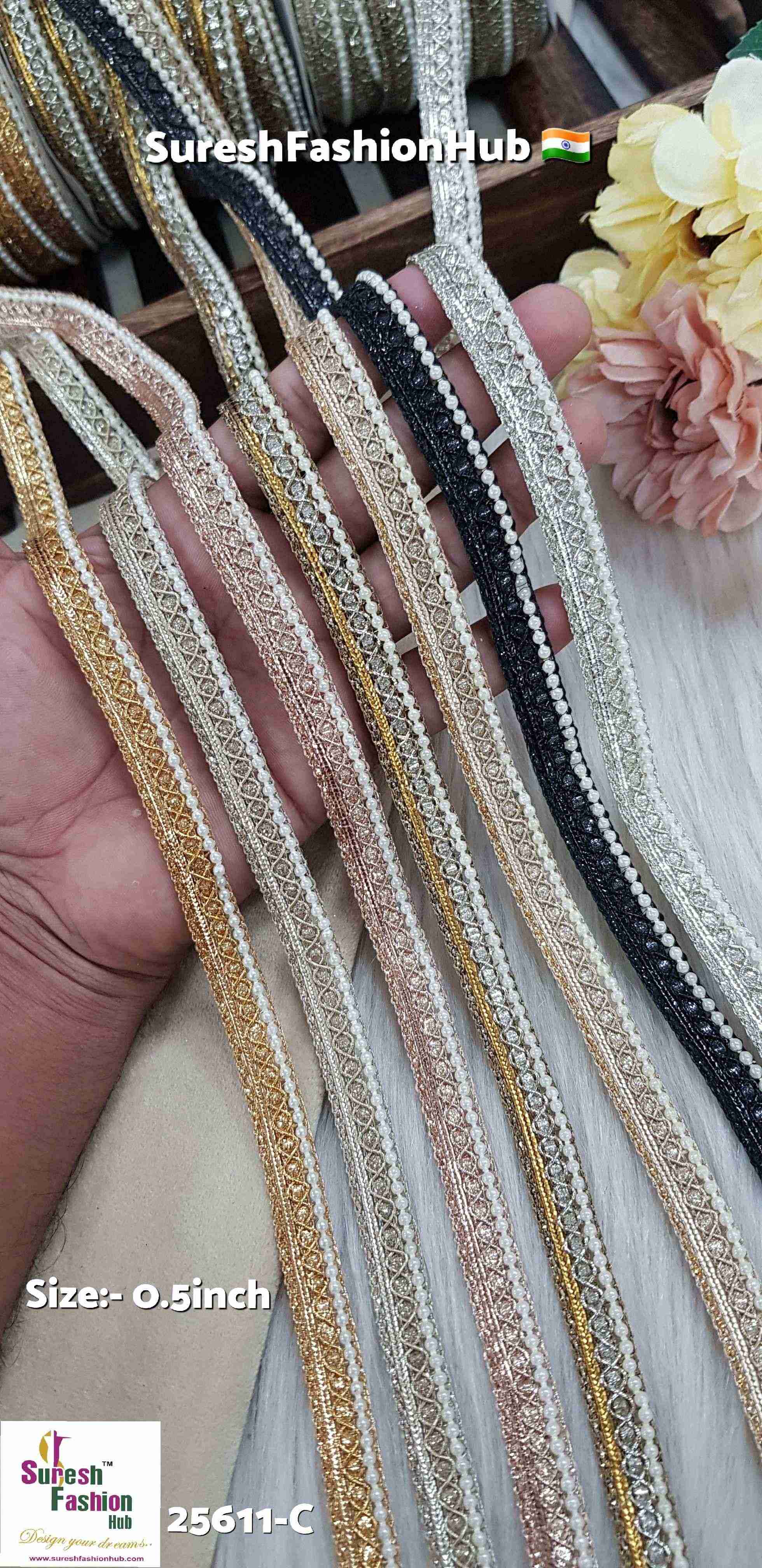  Antique Gold Pearl Dori Lace