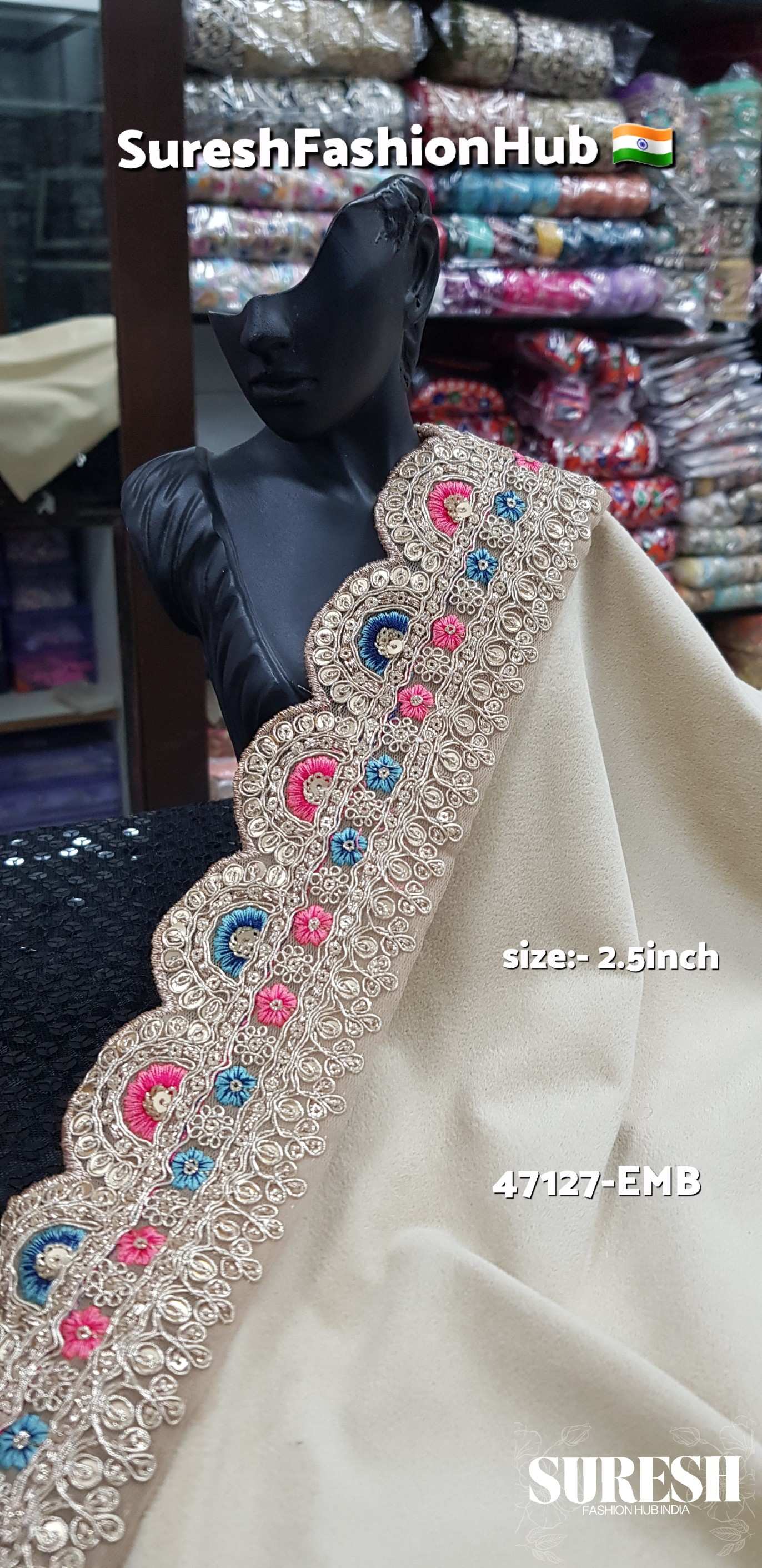 Sabyasachi-Inspired Floral Scalloped Lace – Color No. 5