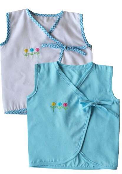 Plain Blue & White Tie up Jhabla 2 pc Combo (100% Cotton)