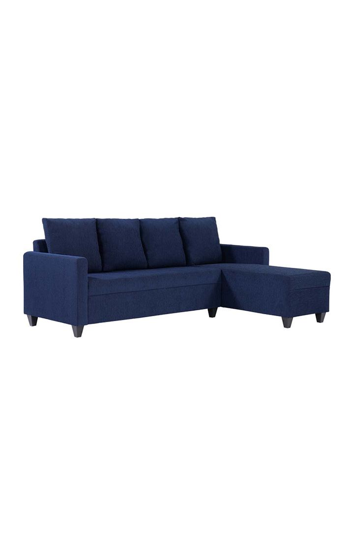 neudot Saya LHS Sectional Sofa for Living Room |6 Person Sofa| Premium Fabric with Cushioned Armrest | 12 Months Warranty| Solid Wood Frame| 6 Seater in Saya Blue Color DIY(Do-It-Yourself)
