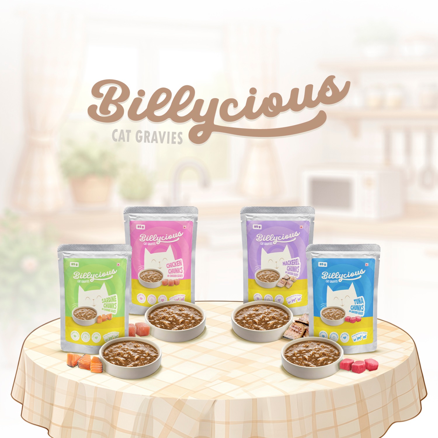 Billycious Tuna Chunks in Chicken Gravy Wet Cat Food, 85g