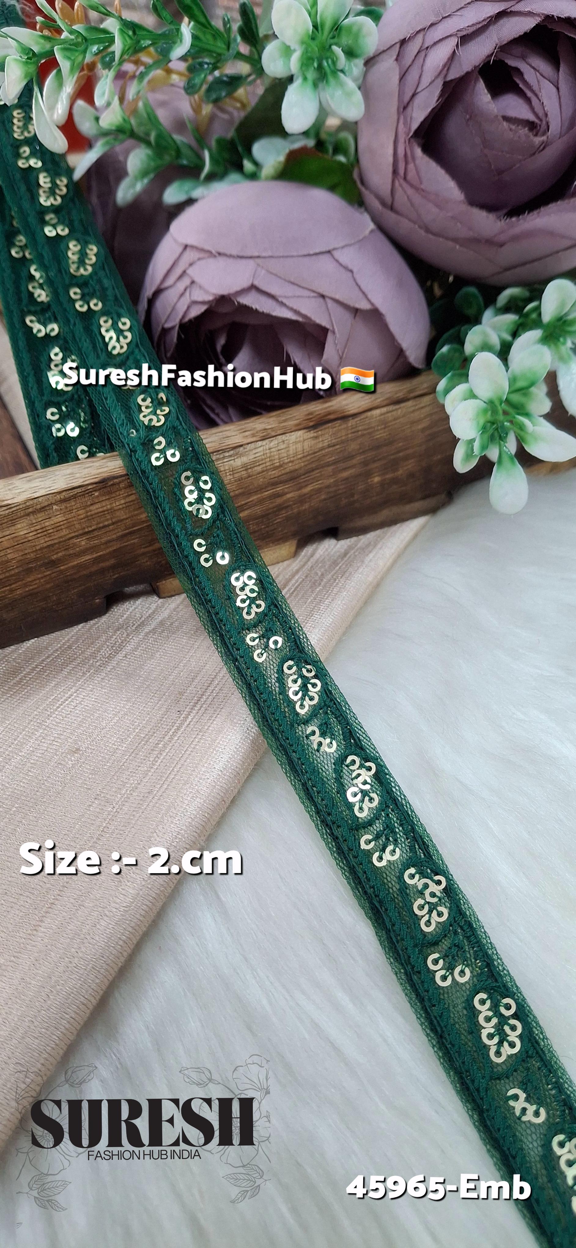 Bottle Green Tone-on-Tone Embroidery Lace