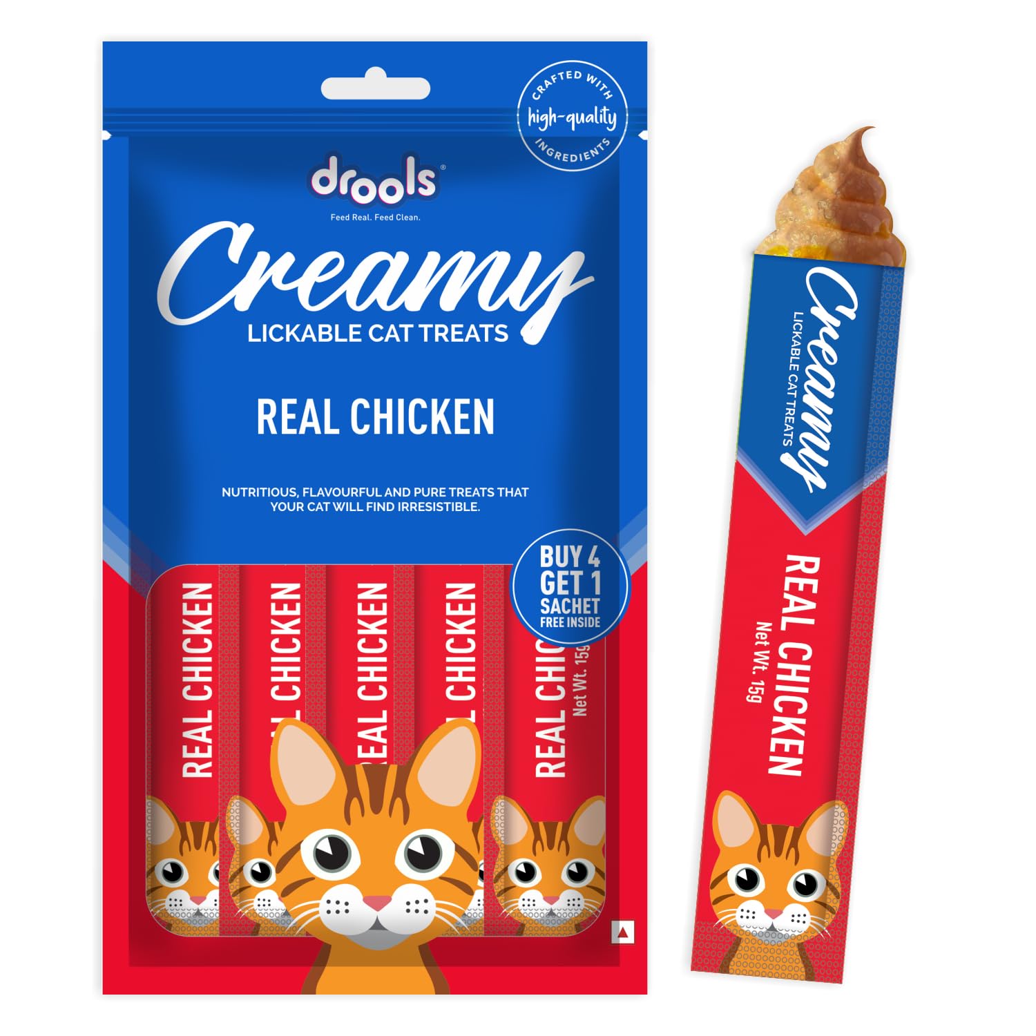 Drools Creamy Real Chicken Lickable Cat Treat, 75g