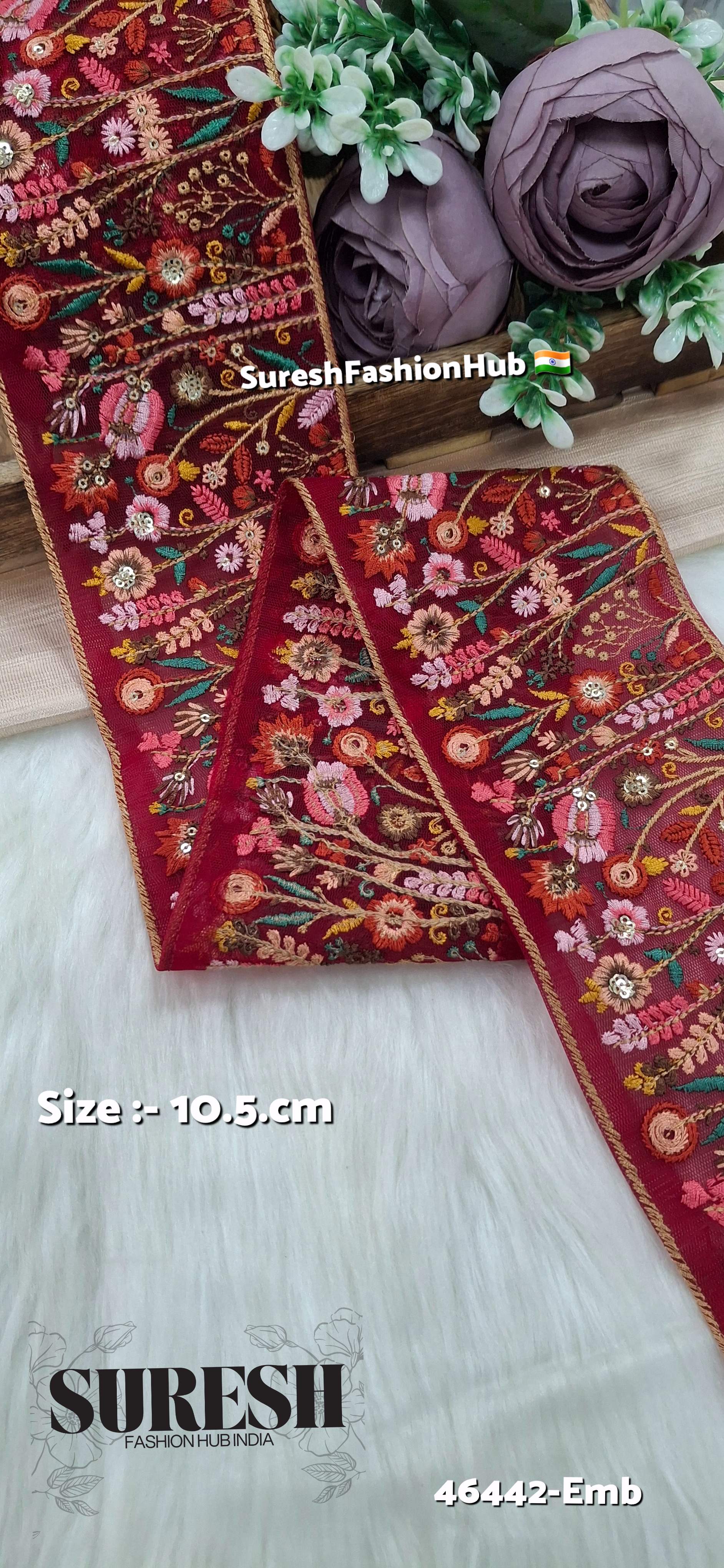 Scarlet Radiance Embroidery Lace (Red)