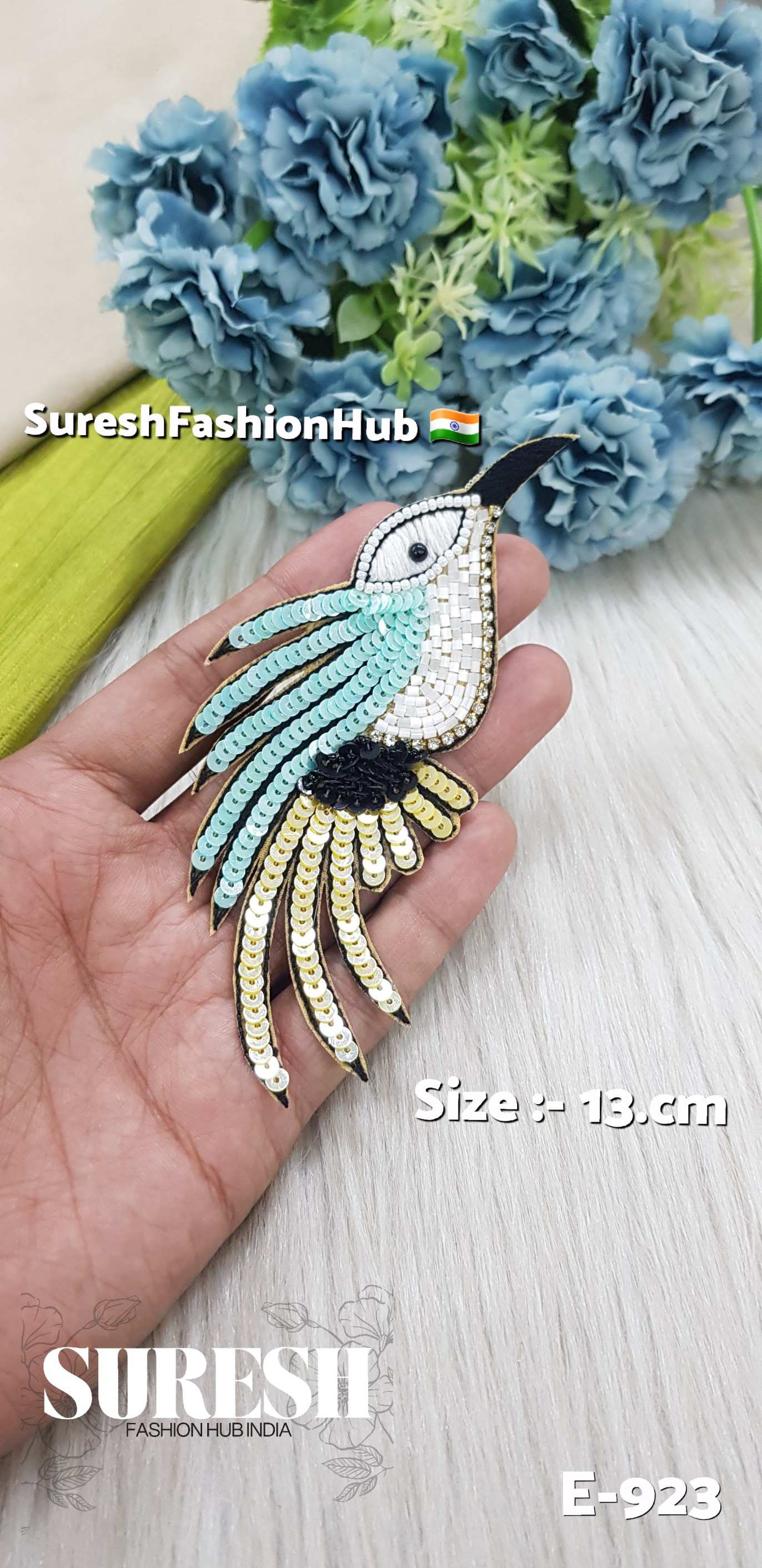 E-923 Light Seagreen Right Side Humming Bird Patch