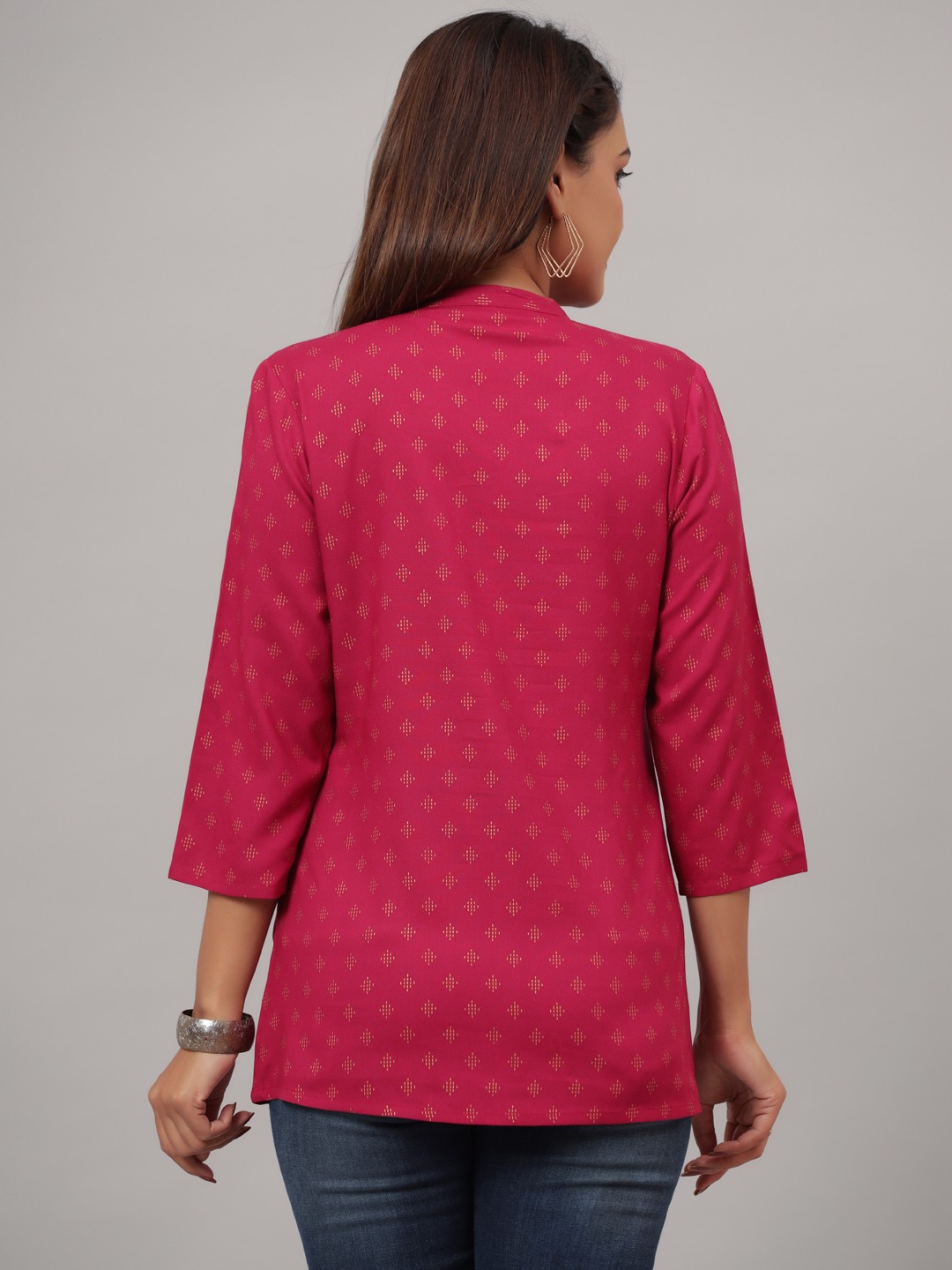 Pink Rayon Printed Straight Top